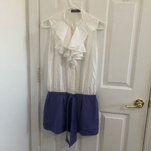 Women’s Purple and White Sleeveless Romper